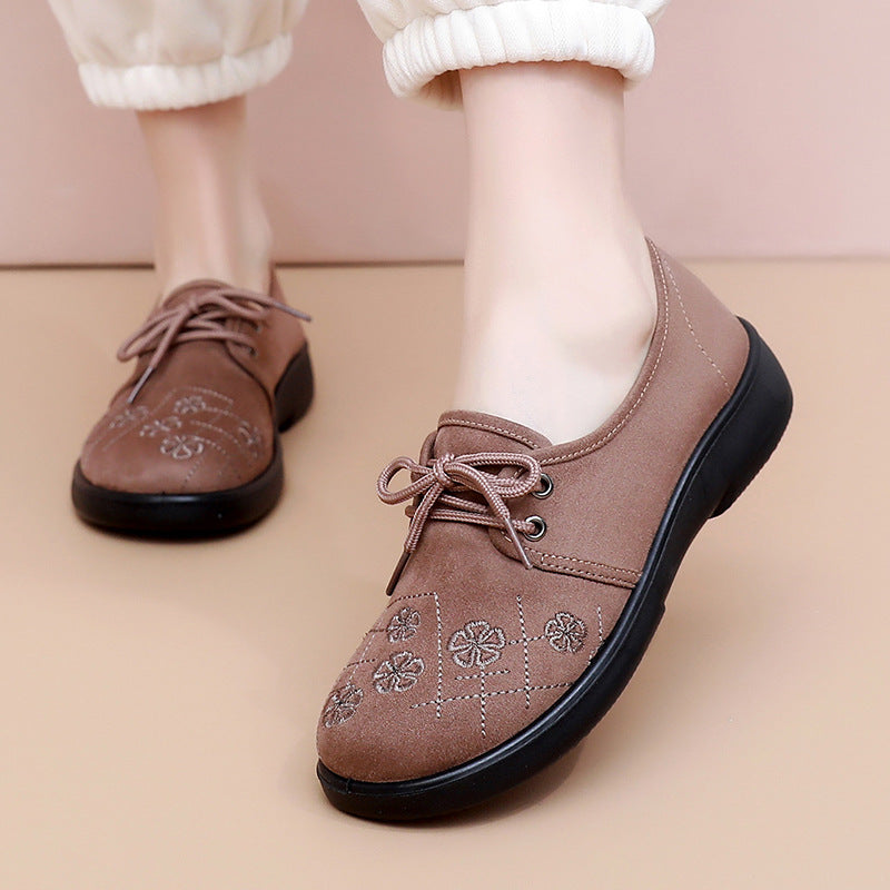 Zapatos de suela blanda bordados para mujer