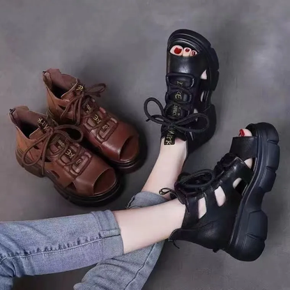 Sandalias romanas de suela gruesa de piel suave