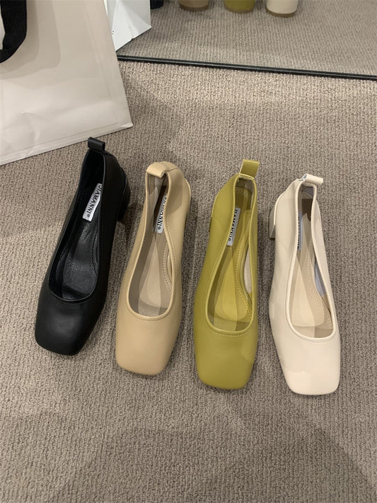 【Ortopedía】Zapatos de piel con punta cuadrada para mujer