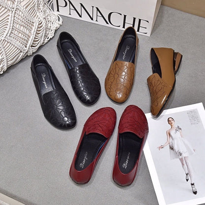 🚚Envío gratis🚚Zapatos de piel con tacón bajo bordados