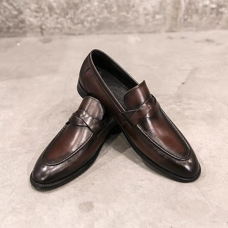 🐂Doble cuero🐂Zapatos casuales de cuero británicos sin cordones