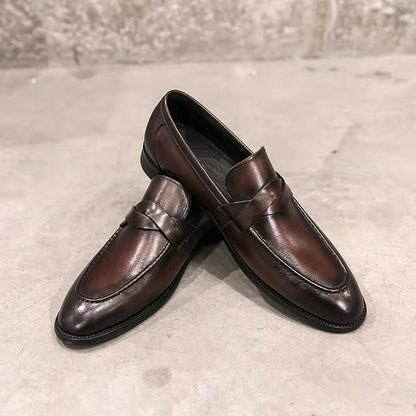 🐂Doble cuero🐂Zapatos casuales de cuero británicos sin cordones