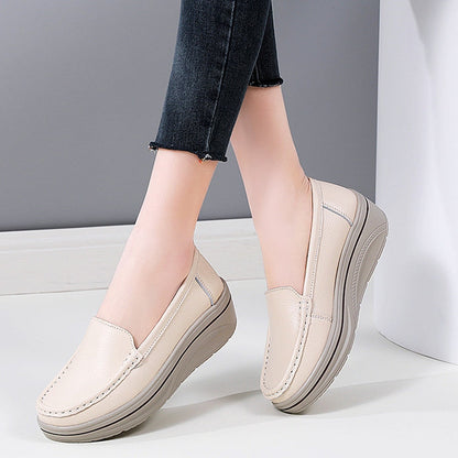 Mocasines de plataforma de piel auténtica