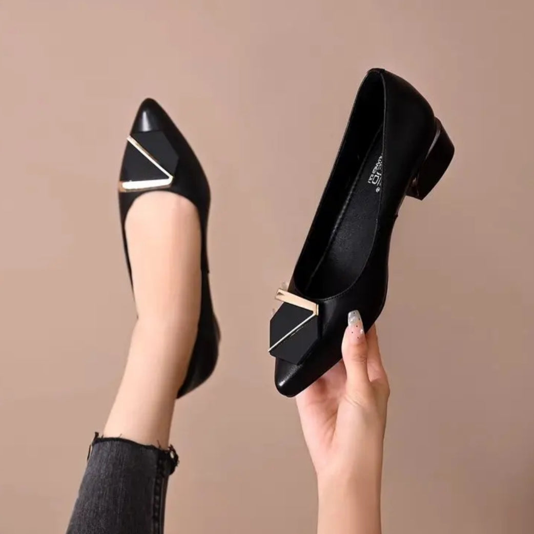Zapatos de Dama Elegantes con Tacón Bajo y Hebilla