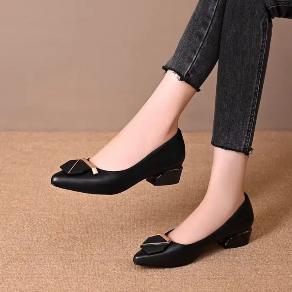Zapatos de Dama Elegantes con Tacón Bajo y Hebilla