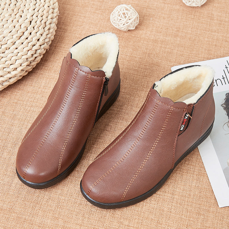Botas planas de piel de terciopelo