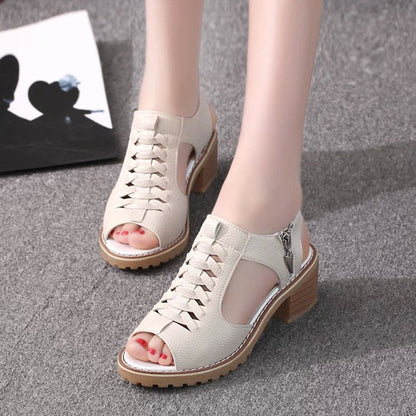 💖【100% cuero genuino】Sandalias clásicas con plataforma para mujer