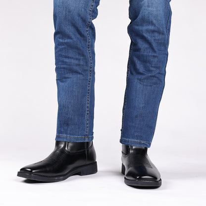 🐂Doble cuero🐂Botas vaqueras vintage bordadas con punta ancha