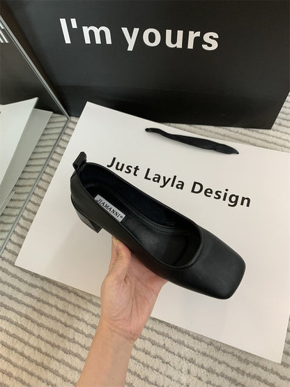 【Ortopedía】Zapatos de piel con punta cuadrada para mujer