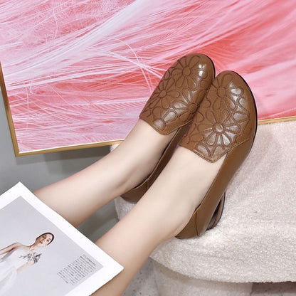 🚚Envío gratis🚚Zapatos de piel con tacón bajo bordados