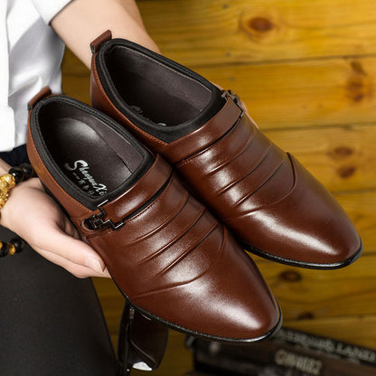 🐂Cuero🐂Zapatos de cuero puntiagudos con hebilla metálica para negocios