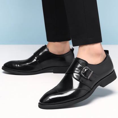 🐂Cuero🐂Zapatos de piel de una sola tira para hombre