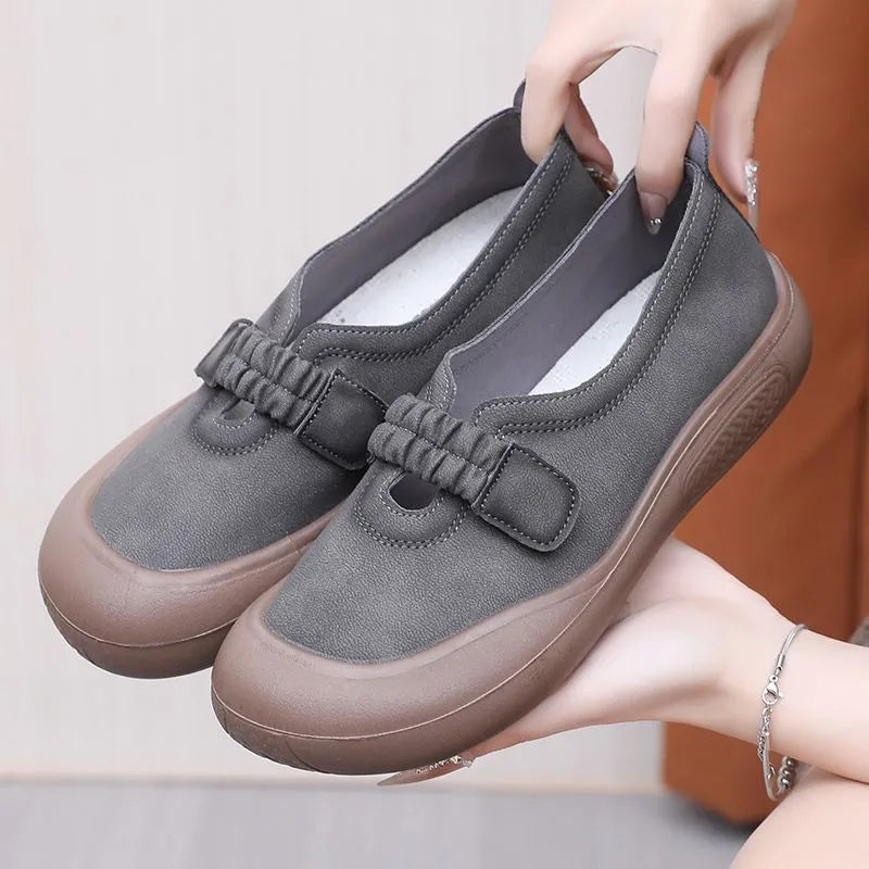 Zapatos de velcro elásticos con punta redonda