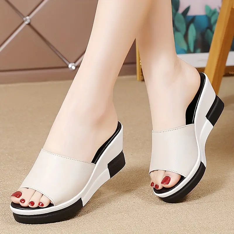 Sandalias cuña bicolor