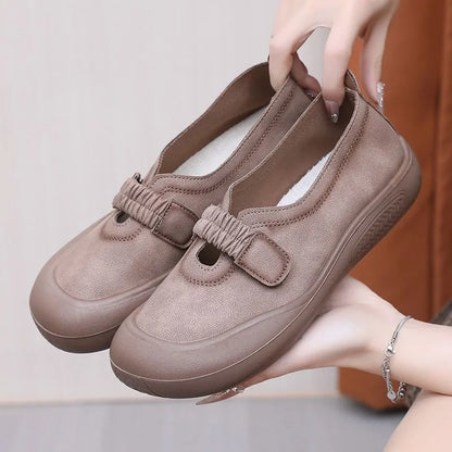 Zapatos de velcro elásticos con punta redonda