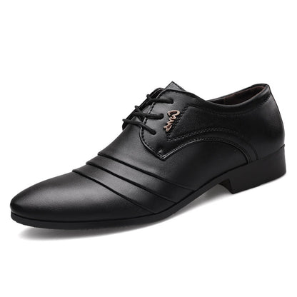 Zapatos de cuero para hombre, sin cordones y de punta afilada