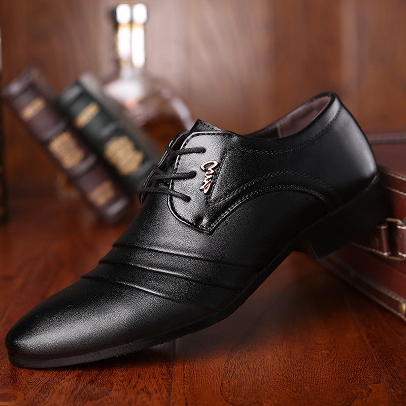 Zapatos de cuero para hombre, sin cordones y de punta afilada