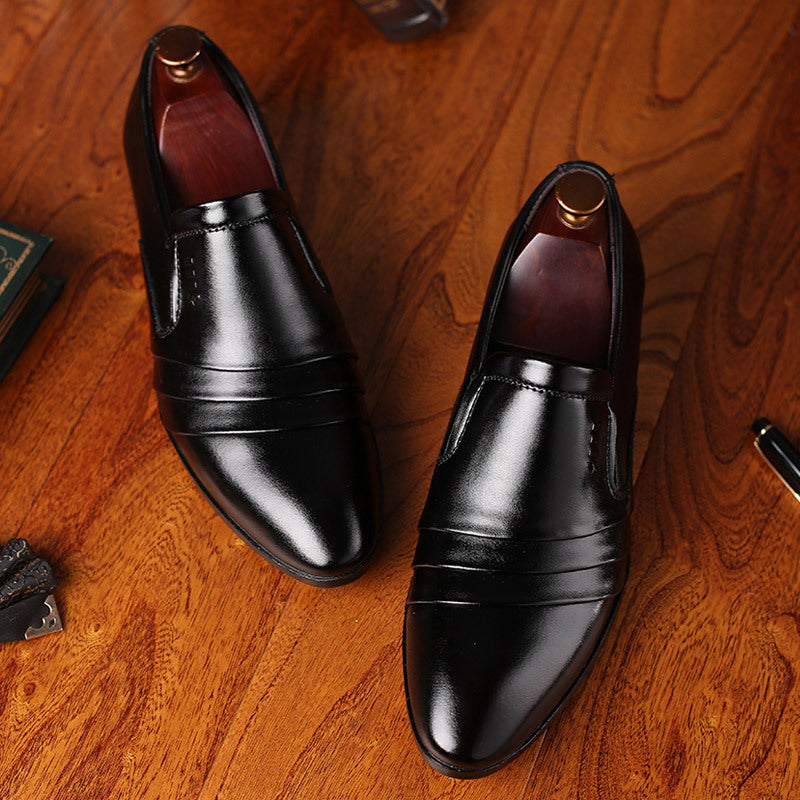 Zapatos de cuero para hombre, sin cordones y de punta afilada