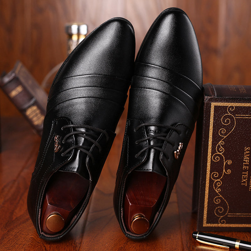 Zapatos de cuero para hombre, sin cordones y de punta afilada