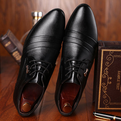 Zapatos de cuero para hombre, sin cordones y de punta afilada