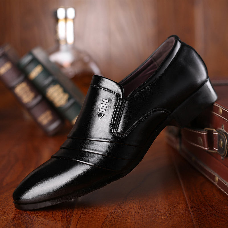 Zapatos de cuero para hombre, sin cordones y de punta afilada