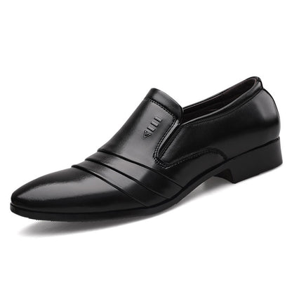 Zapatos de cuero para hombre, sin cordones y de punta afilada