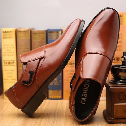 🐂Cuero🐂Zapatos de cuero estilo británico con velcro