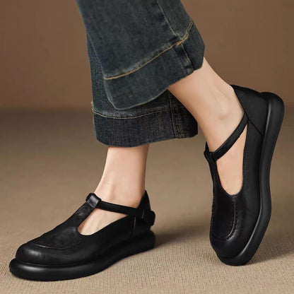 100% Zapatos de plataforma de cuero