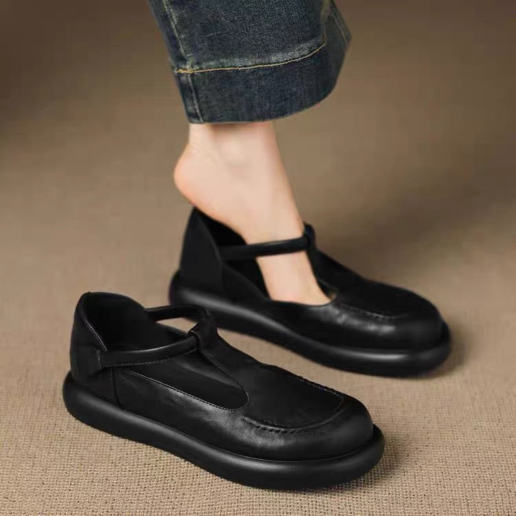 100% Zapatos de plataforma de cuero
