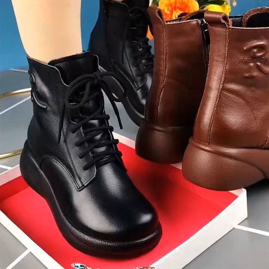 Botas de terciopelo con punta redonda y tacón medio