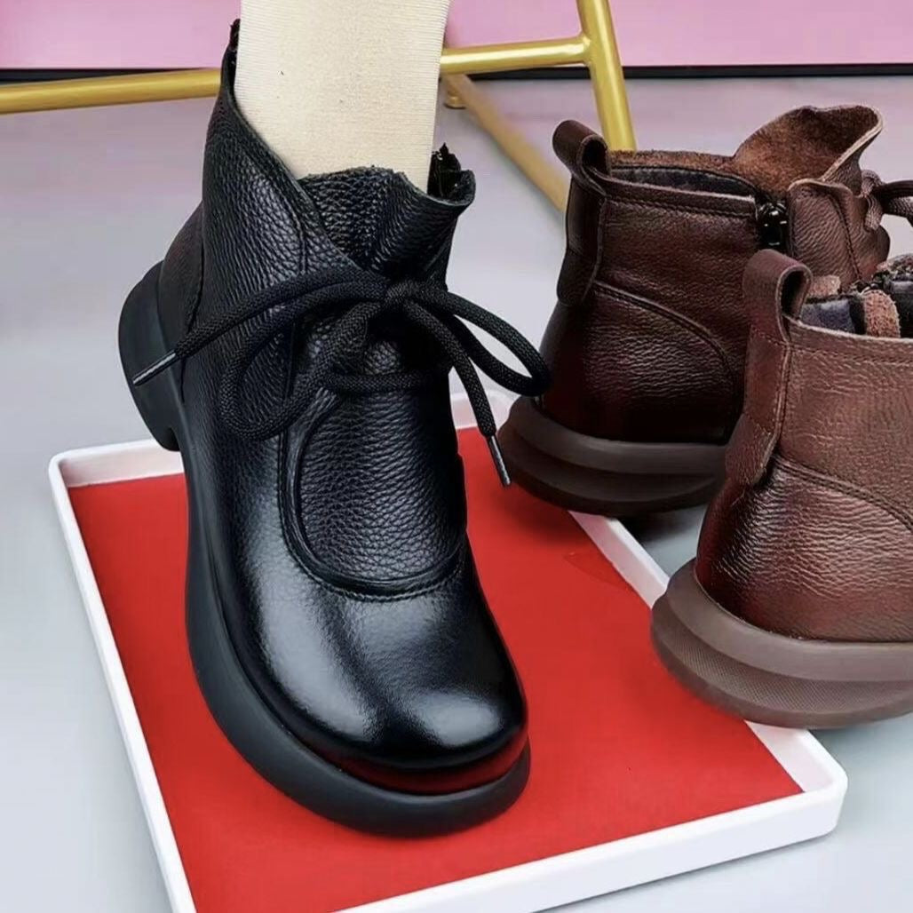 Botas de terciopelo con suela blanda y punta redonda