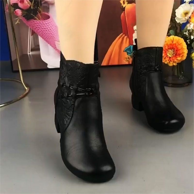 Botines retro de tacón grueso