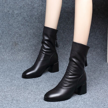 Botas media caña mujer de piel suave