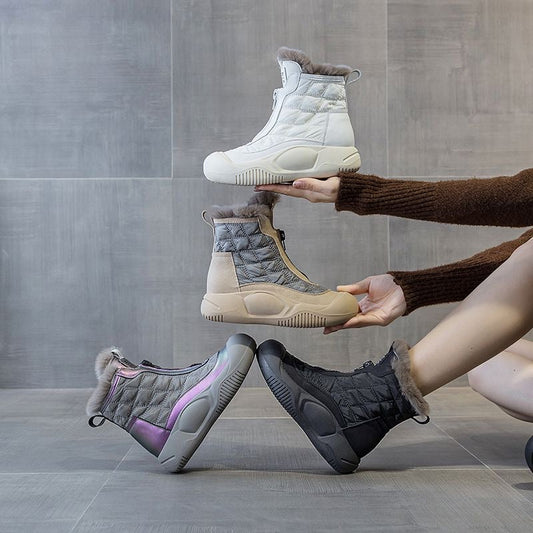 Botas de algodón para mujeres (gris púrpura)