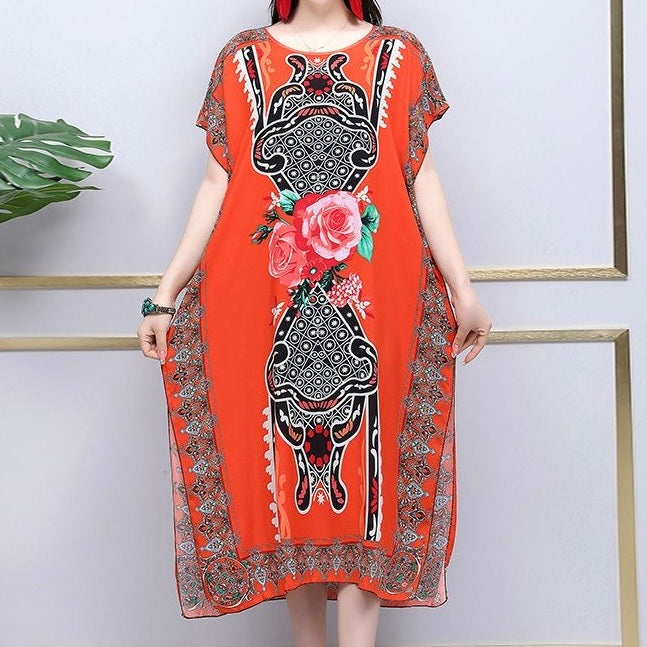 Vestido drapeado estampado