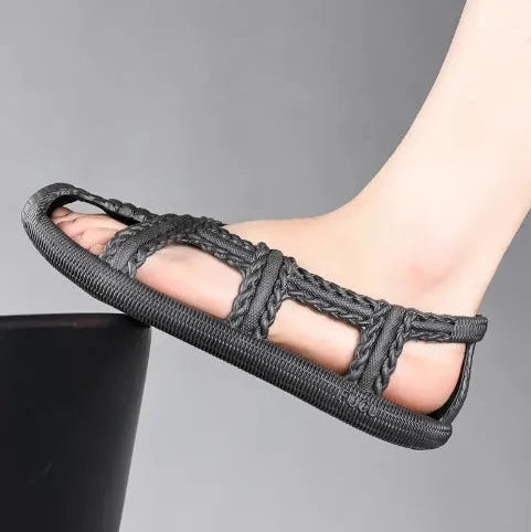 Sandalias de tejido vintage, suela blanda antideslizante, unisex