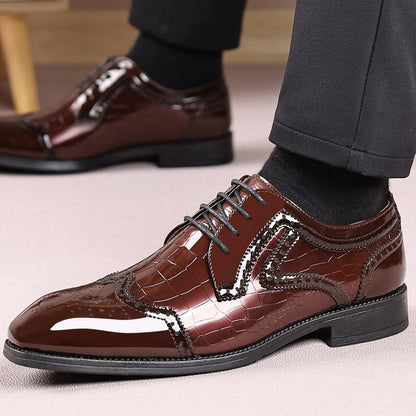 🐂Cuero🐂Zapatos Oxford brogue con textura de cocodrilo