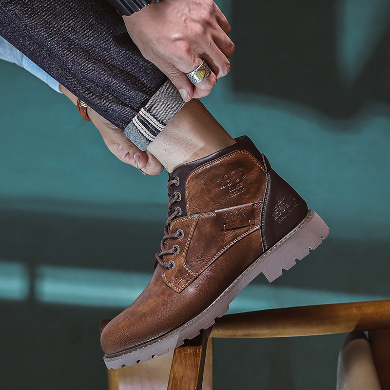 Botas de cuero para hombre de estilo británico vintage