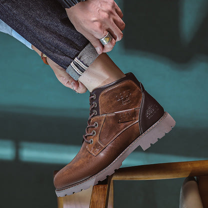 Botas de cuero para hombre de estilo británico vintage
