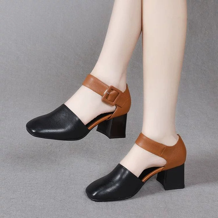 Zapatos de tacón alto bicolor para mujer