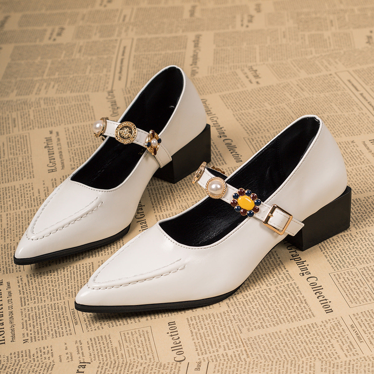 Zapatos Mary Jane de Punta Fina
