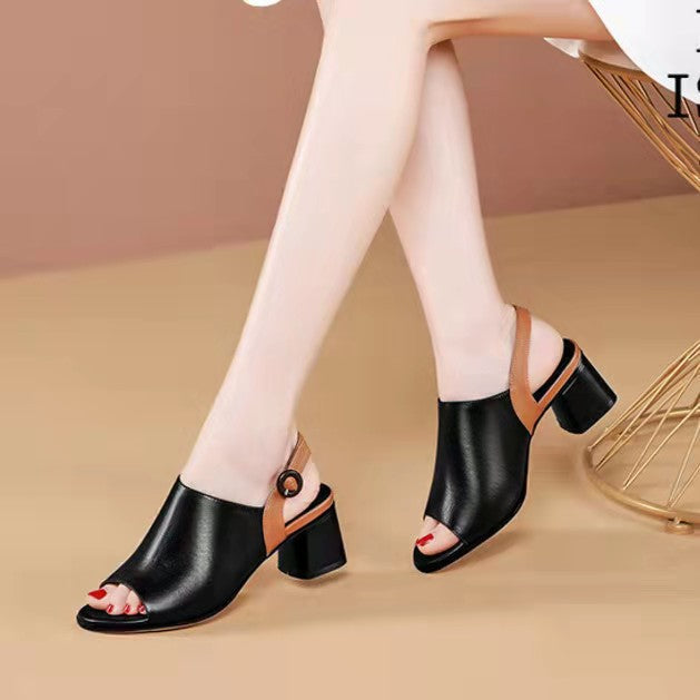 Tacones altos de mujer (cinturón de tropiezo amarillo)