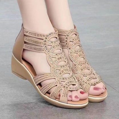Sandalias tipo gladiador de piel suave para mujer