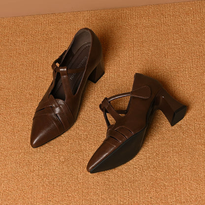 Zapatos trenzados de tacón en bloque para mujer
