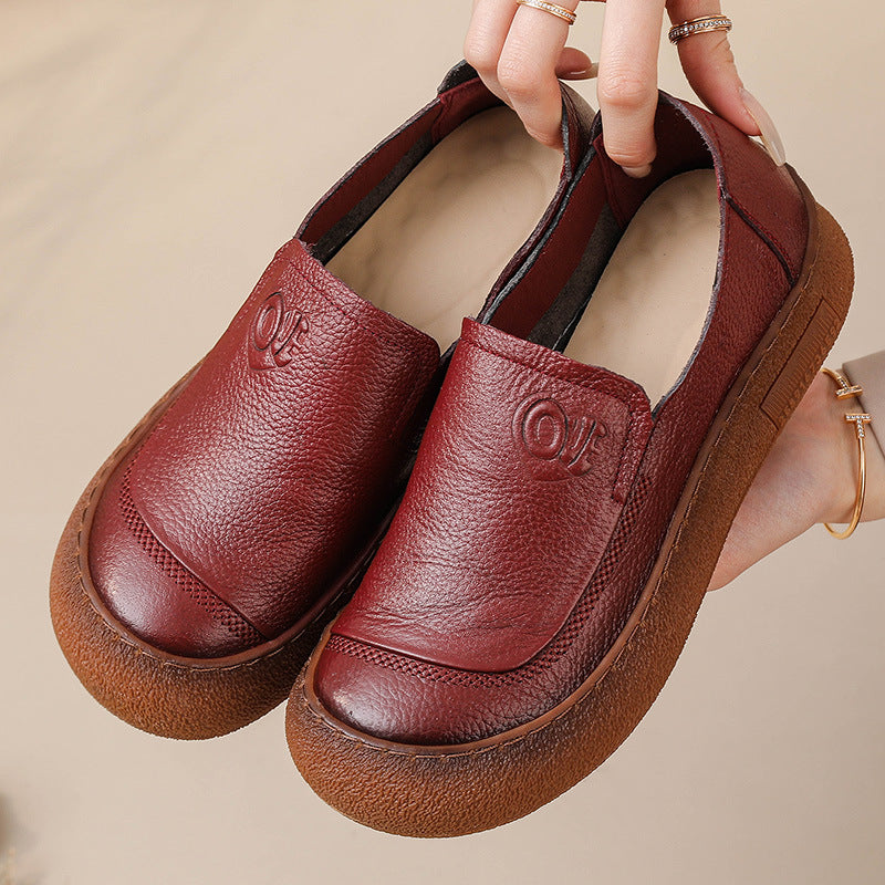 Zapatos de mujer hechos a mano con puntera redonda