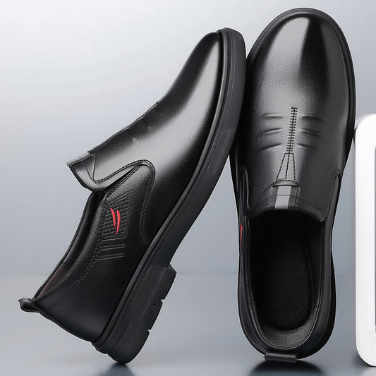 Zapatos de cuero para hombre con costuras rojas