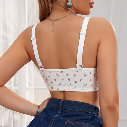 🔥Compre 1 y llévese 2 paquetes:Sujetador con cierre frontal y estampado floral de mariposas