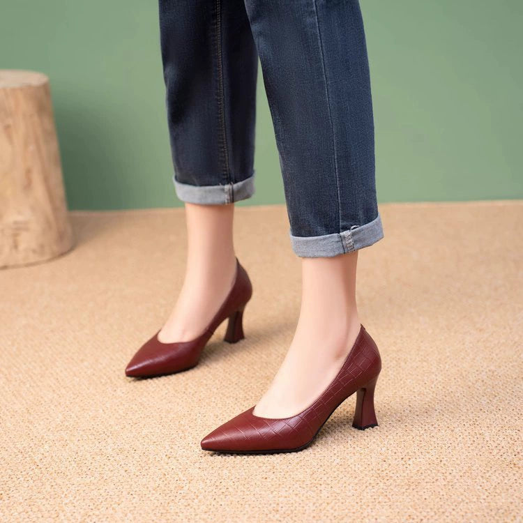 Zapatos de trabajo de tacón de aguja y suela blanda para mujer