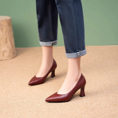 Zapatos de trabajo de tacón de aguja y suela blanda para mujer