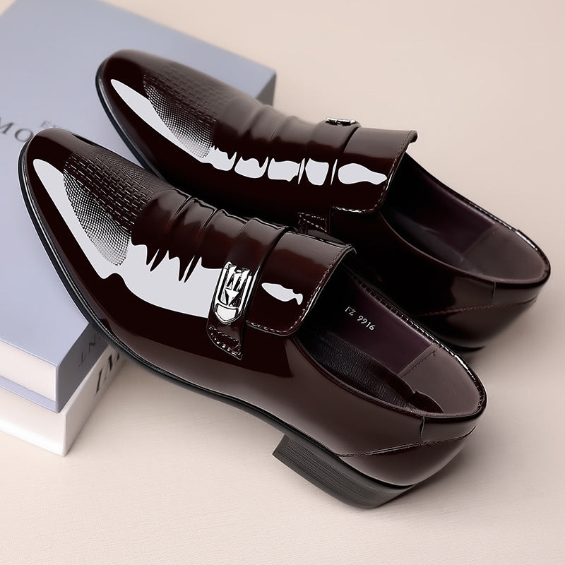 🐂Cuero🐂Zapatos casuales de cuero con efecto espejo para negocios